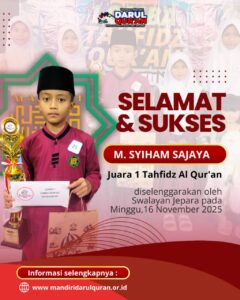 Read more about the article Anak Yatim Mandiri Darul Quran Raih Juara 1 Lomba Tahfidz Quran di Swalayan Jepara